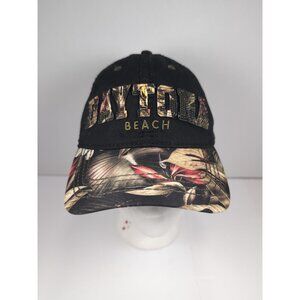 Daytona Beach Florida Floral Black Hook And Loop Hat Dad Cap